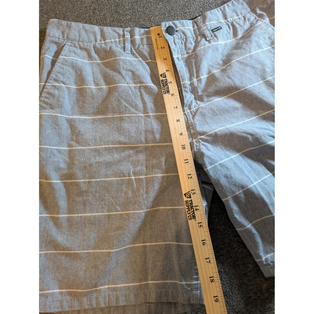 Hurley Shorts Mens Golf Chino Size 36 Blue Striped Flat Front F9692-00